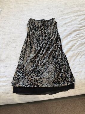 Women's Animal Print A-Line Skirt in Black and Taupe